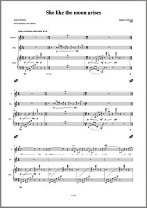 Score sample: "She like the moon arises" (for soprano, oboe & piano) – By Matthew Orlovich.