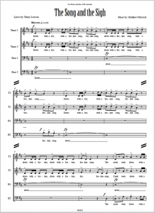 Score sample: The Song and the Sigh (for a cappella TTBB choir, 2011).