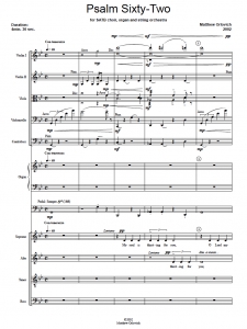 Score sample: Psalm 62 (for SATB choir, organ and string orchestra, 2002).