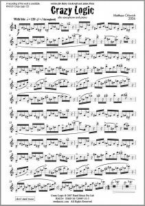 Score sample: Crazy Logic (for alto sax and piano, 2006).