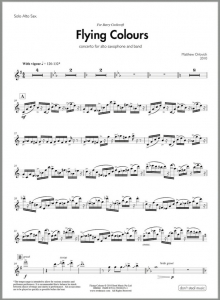 Score sample: Flying Colours (for alto saxophone and band, 2011).