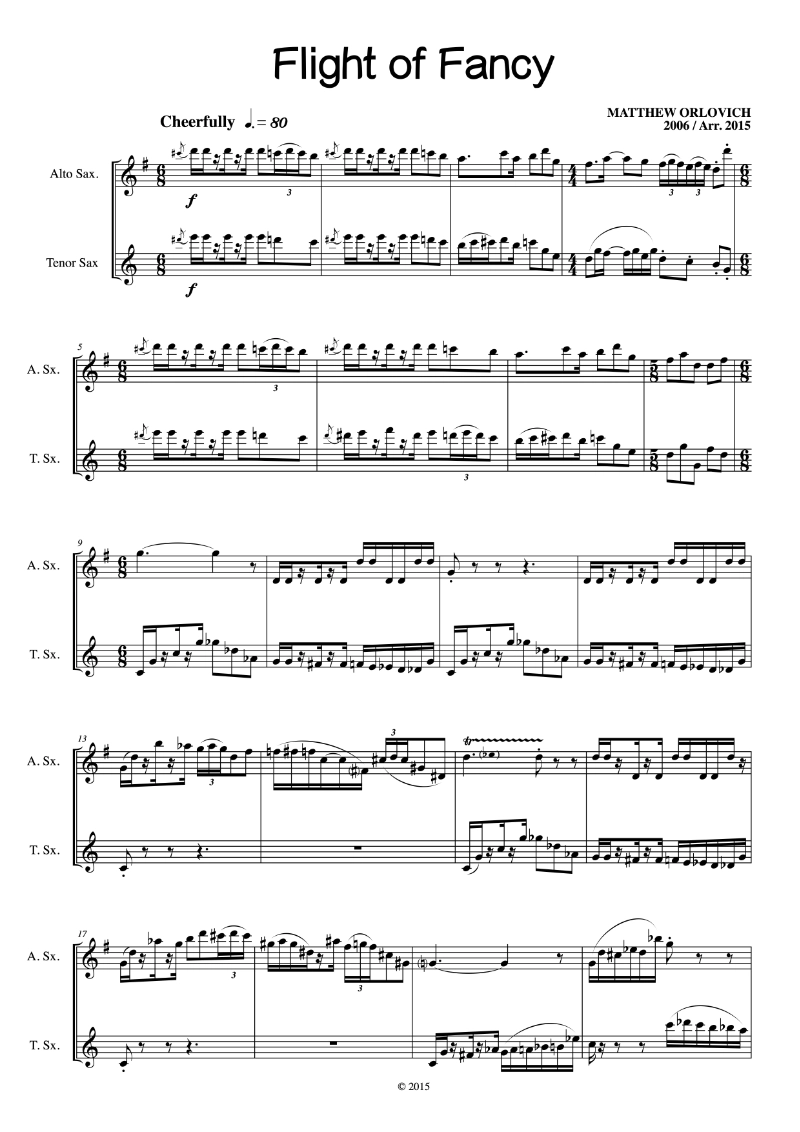 Flight of Fancy (for alto sax & tenor sax)