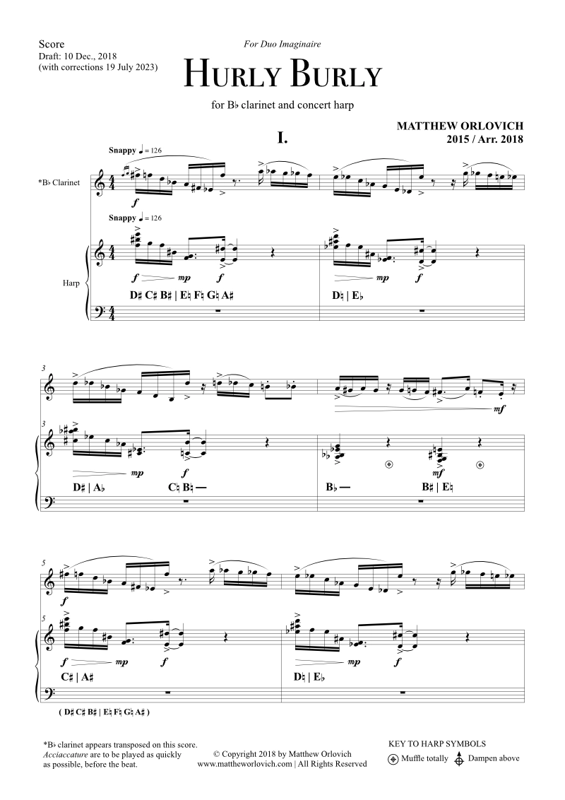 Hurly Burly (for clarinet & harp)